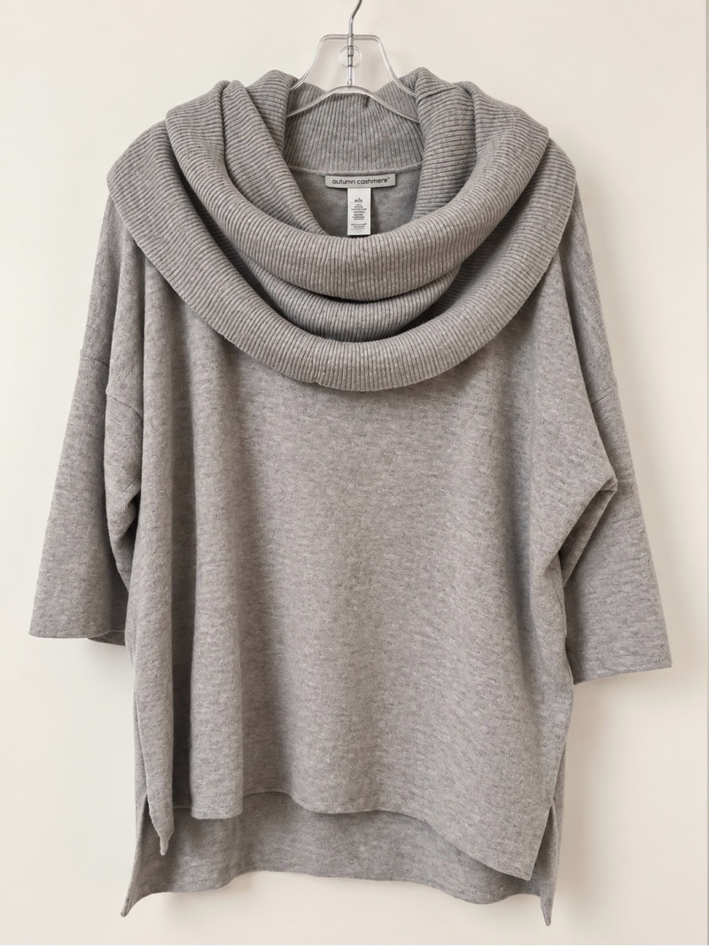 Autumn Cashmere 100% Cashmere Oversized Cowl Neck Sweater – Grey – Size S